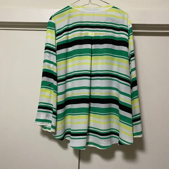 Cato long sleeve green, white, yellow & black striped tunic, size XL - Picture 8 of 12